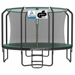 SONGMICS Trampolin Outdoor Kindertrampolin Ø 244/305/366/427 cm, rundes Gartentrampolin Sicherheitsnetz und Leiter, Randabdeckung, gepolstertes Gestell 366 cm Schwarz + Dunkelgrün Angebot bei HelloDeals