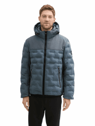 TOM TAILOR Herren 1041324 Hybrid Pufferjacke mit abnehmbarer Kapuze XXL 27604 - Stormy Blue Angebot bei HelloDeals