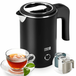 LEBENLANG Reise Wasserkocher Edelstahl Klein 0 5 Liter & BPA-Frei - 600W | Reisewasserkocher Energiesparend Energieeffizienz I Kleiner Mini Wasserkocher Camping Kettle Schwarz 0,5 l 0.5 für Reisen Angebot bei HelloDeals