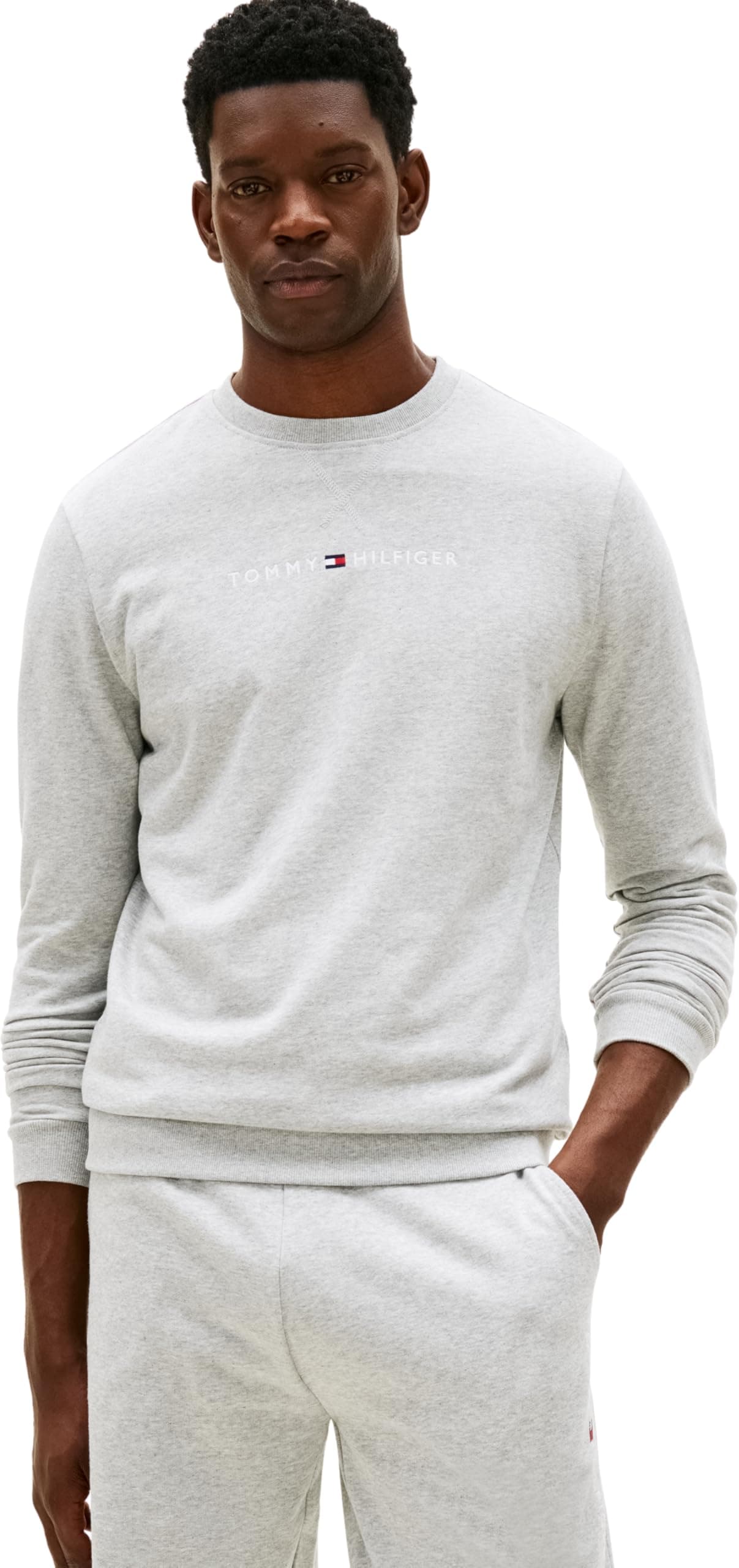 Tommy Hilfiger Herren Sweatshirt Track Top ohne Kapuze M Grey (Ice Grey Heather) Angebot bei HelloDeals