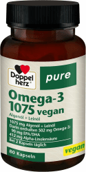 Doppelherz pure Omega-3 1075 vegan - Algenöl und Leinöl - Alpha-Linolensäure trägt zum Erhalt eines normalen Cholesterinspiegels bei - 80 Kapseln Angebot bei HelloDeals