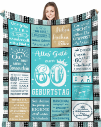 Kuscheldecke Geschenke zum 60 Geburtstag Frau 150 x 200 cm | Personalisierte 60. Geburtstag Geschenk für Frauen Schwester Oma Mama Ehefrau Kollegin, 60-Jahre Decke Dekorationen 60 Geburtstag Geschenk Polyester 150x200cm Angebot bei HelloDeals