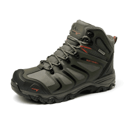 NORTIV 8 Herren Wanderschuhe Armadillo | Rutschfest Langlebig Knöchelhohe Wasserdichte Herausnehmbare stoßdämpfende gepolsterte Einlegesohlen leichte Outdoorschuhe 45 EU Olive Schwarz Orange Angebot bei HelloDeals