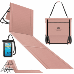 KESSER® Klappbare Strandmatte mit Verstellbarer Rückenlehne – Faltbare Strandliege mit Tragegurt, wasserdichter Tasche & Aufbewahrung – Sonnenliege für Strand, Garten & Terrasse 130 kg belastbar 1 Stück Rose Blush Angebot bei HelloDeals