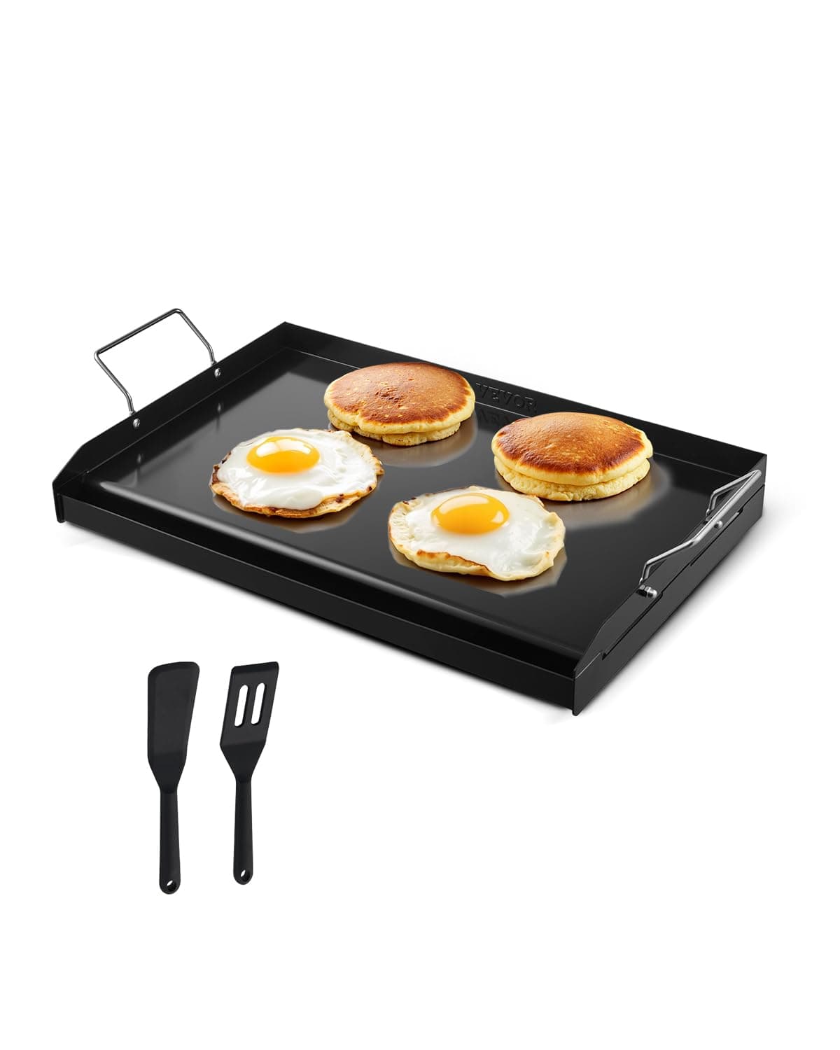 VEVOR Grillplatte Grillpfanne Karbonstahl universelle rechteckige Platte (605 x 360 mm) mit flacher Oberseite, Gasgrill-Grillplatte für BBQ-Grill Teppanyaki, tragbares Familienkochgeschirr mit Griff 61 x 40.5 x 7.5 cm Schwarz Angebot bei HelloDeals