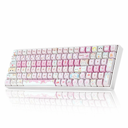 ZORNHER ZH100 98% Pinke Kabellose Tastatur, Gaming Tastatur, Mechanische Tastatur mit Katzenkopf-Tastenkappen (Meow Meow Squad), MOA-Profil-Tastenkappen, Creamy Switches Katzen-Team Linear Angebot bei HelloDeals