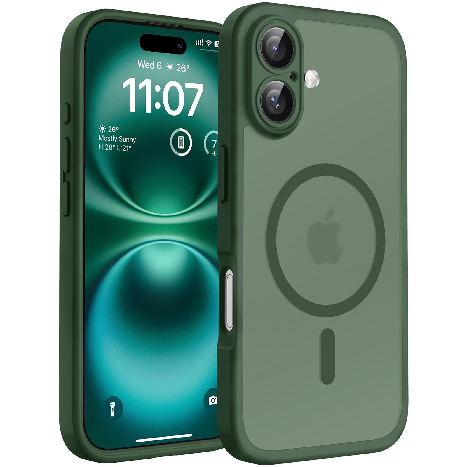 TOCOL für iPhone 16 Plus Hülle, Kompatibel mit MagSafe, Matt Alpengrün | Eingebauter Magnetring, Vollständiger Kameraschutz, Militärschutz Stoßfest Kratzfest Haltbarkeit, Durchscheinend Rückseite Angebot bei HelloDeals
