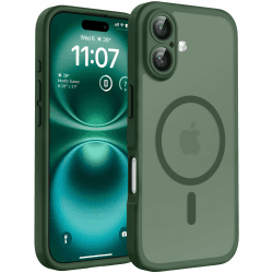 TOCOL für iPhone 16 Plus Hülle, Kompatibel mit MagSafe, Matt Alpengrün | Eingebauter Magnetring, Vollständiger Kameraschutz, Militärschutz Stoßfest Kratzfest Haltbarkeit, Durchscheinend Rückseite Angebot bei HelloDeals