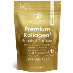 Nature Heart Premium Kollagen Peptides Pulver 450g – aus Weidehaltung – geschmacksneutral, löslich mit Acerola und über 91% Protein 1x 450g Premium Angebot bei HelloDeals