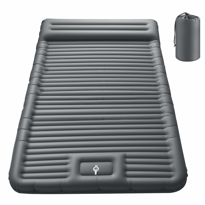 Isomatte Camping, 12CM Ultradicke Camping Luftmatratze mit Fußpumpe | Aufblasbare Matratze Kleines Packmaß, Ultraleichte Wasserdicht Outdoor Campingmatte Schlafmatte für Wandern, Zelt Doppelt-grau Angebot bei HelloDeals