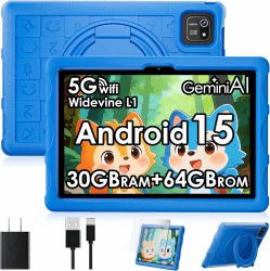 ZENTALITY Kinder Tablet 10 Zoll Android 15 mit 30GB RAM + 64GB ROM(2TB), 5G WLAN 6, Widevine L1, Elterliche Kontrolle, 8-Core, 8000 mAh, Kids Tablet mit Kinder + 360° Drehbarer Ständer bule2 Angebot bei HelloDeals
