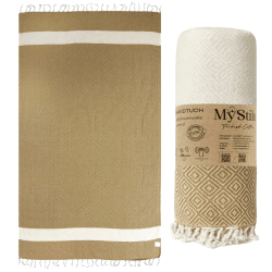 Strandtuch Saunahandtuch XXL - Dickes, Weiches Badetuch 100x200cm, Schnelltrocknend - Premium Hamamtuch mit Diamantmuster für Männer, Frauen (Latte) Angebot bei HelloDeals