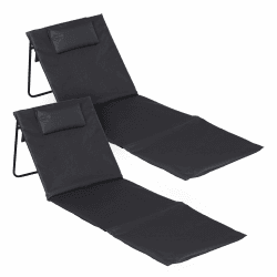 Strandmatte 2er Set 145 x 48 cm mit verstellbarer Lehne - dunkelgrau | Liegematte faltbar verstellbare Rückenlehne und Kopfkissen - Gartenliege Strandliege für Garten Camping Picknick Reise Urlaub Angebot bei HelloDeals