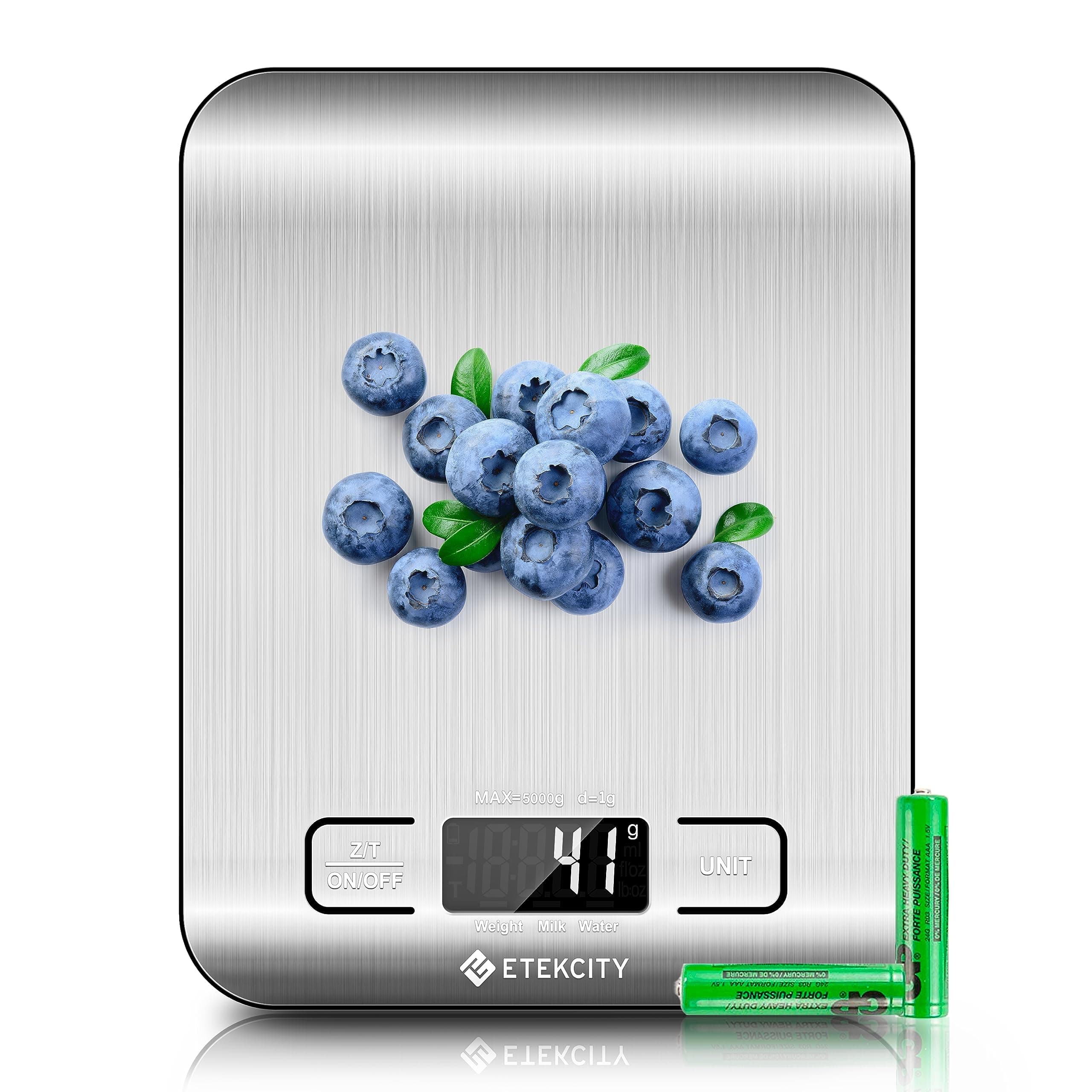 Etekcity Küchenwaage Digital-Edelstahl-5KG Lebensmittelechte Waage Küche-1g | Leicht zu Reinigen-Feinwaage mit Beleuchtetem LCD-Klare und gut Lesbare Kithchen Scale 5 KG-1g Edelstahl-Silber Angebot bei HelloDeals