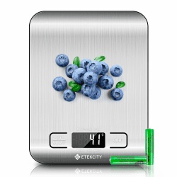 Etekcity Küchenwaage Digital-Edelstahl-5KG Lebensmittelechte Waage Küche-1g | Leicht zu Reinigen-Feinwaage mit Beleuchtetem LCD-Klare und gut Lesbare Kithchen Scale 5 KG-1g Edelstahl-Silber Angebot bei HelloDeals