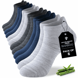 Niorasen Bambus Sneaker Socken für Damen & Herren, 6 Paar | 90% Bambusviskose, atmungsaktiv und feuchtigkeitsableitend; mit Fußgewölbestütze sowie verstärkter Ferse und Spitze. 43-46 2Marine+2Grau+2Schwarz Angebot bei HelloDeals
