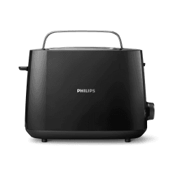 Philips Toaster, Schwarz, 8 Bräunungsstufen | 2 Schlitze, Brötchenaufsatz, Mit Auftaufunktion, Liftfunktion, Abschaltautomatik, für knusprige Toasts (HD2581/90) modern, kompakt Schwarz Angebot bei HelloDeals