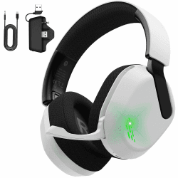 Gvyugke Gaming Headset Kabelloses für Xbox Series X|S, Xbox One, PS5, PC | 2.4GHz Wireless & Bluetooth 5.4 Kabelloses & 3.5 mm Kopfhörer mit Noise-Cancelling Mikrofon, Flip-to-Mute Funktion, Faltbarem Weiß Angebot bei HelloDeals