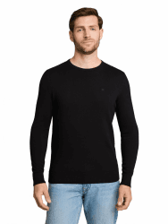 TOM TAILOR Herren Strickpullover mit Crewneck XXL 29999 - Black Angebot bei HelloDeals