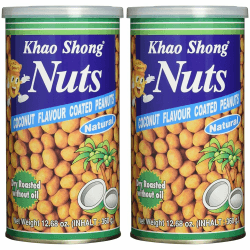 Khao Shong Coconut Flavour coated Peanuts, Erdnüsse mit Kokos, knackige Nüsse im würzig-süßen Kokusnuss Mantel, knuspriger Snack, (1 x 360 g Dose) (Packung mit 2) Coconut 360 g (2er Pack) Angebot bei HelloDeals