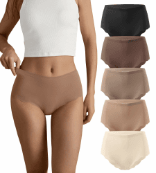 SHARICCA Nahtlos Slips Unterwäsche Damen Hohe Taille Bequeme Seamless Hipster Slips No Show Unterhosen Damen Panties Mehrpack M Mehrfarbig-1p01-a Angebot bei HelloDeals