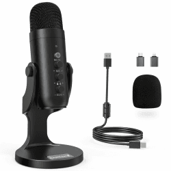 zealsound USB Mikrofon, Podcast Mikrofon für PC, iPhone & Handy,k66 Schwarz | Kondensator Mikrofon mit Rauschunterdrückung, Mute, Echo & Monitoring, Plug & Play für Mac, PS4/5, Gaming, Streaming & ASMR Schwarz Standard Angebot bei HelloDeals