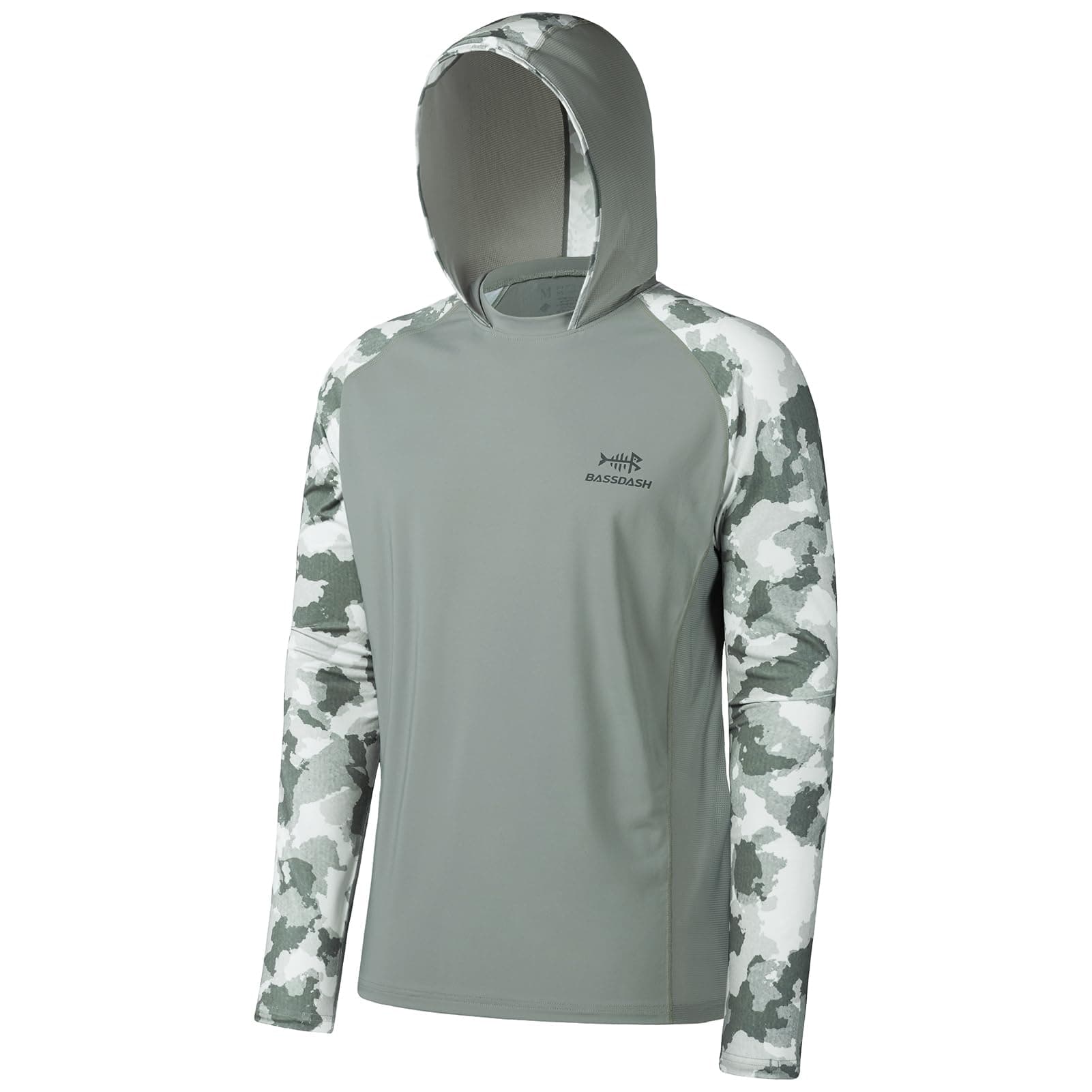 Bassdash UV Shirt Herren Kapuzenpullover UPF 50 Sonnenschutz Camo Funktion Hoodie UV-Schutz Langarm Angeln Shirt Atmungsaktiv L Aschgrau/Aschgrün Camouflage Angebot bei HelloDeals