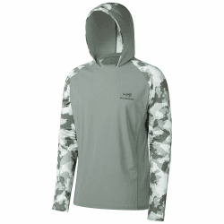 Bassdash UV Shirt Herren Kapuzenpullover UPF 50 Sonnenschutz Camo Funktion Hoodie UV-Schutz Langarm Angeln Shirt Atmungsaktiv L Aschgrau/Aschgrün Camouflage Angebot bei HelloDeals