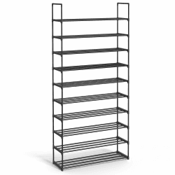 SONGMICS Schuhregal mit 10 Ebenen, offener Schuhschrank hoch, Schuhständer schmal, Schuhaufbewahrung, aus Metall, platzsparend, für Ankleidezimmer, Flur, 30 x 94 x 206 cm, schwarz LSA10BK | Schuhablage, platzsparend, für bis 40-50 Paar Schuhe, Flur, Wohnz Angebot bei HelloDeals