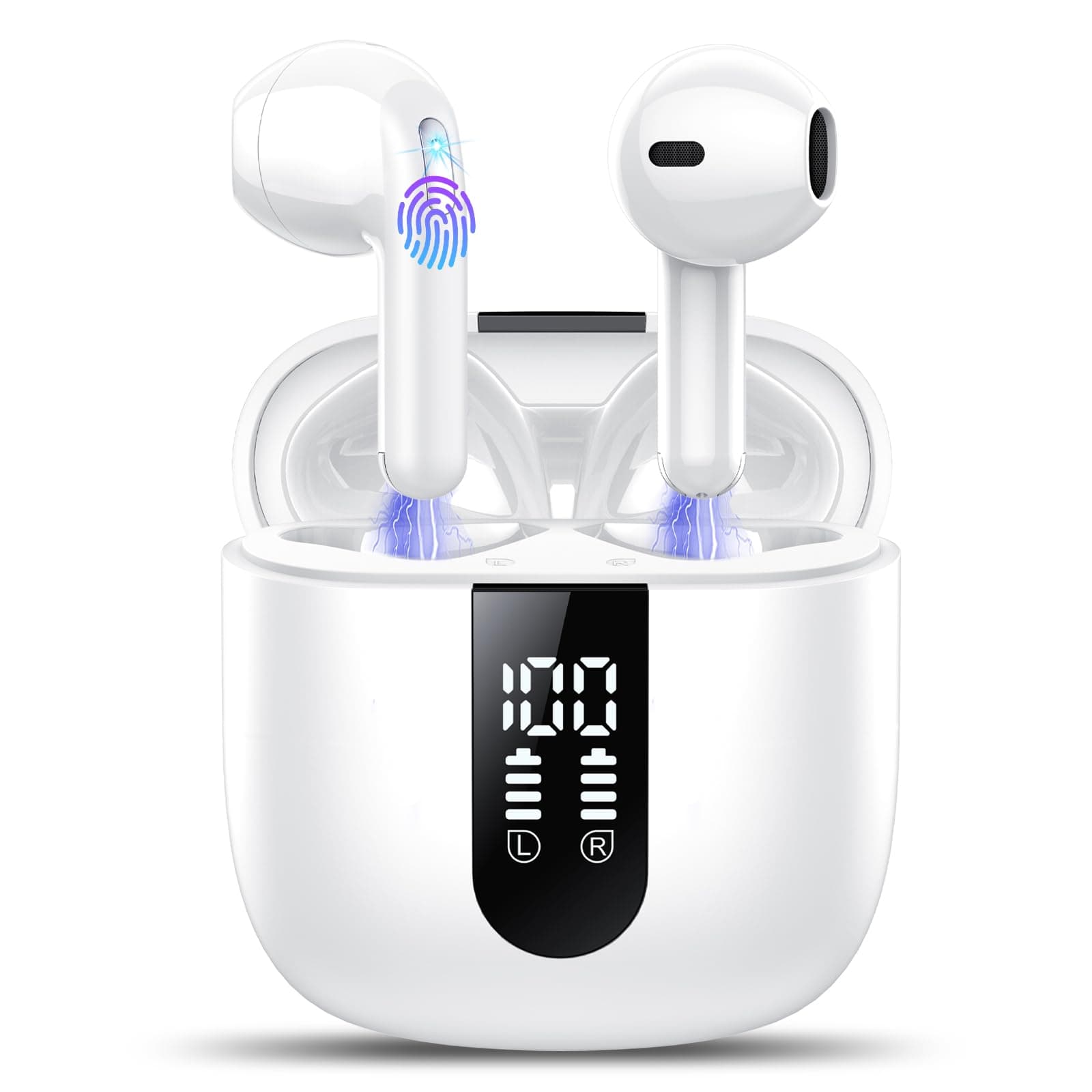 Bluetooth Kopfhörer, In Ear Kopfhörer Kabellos Bluetooth 5.4 Kabellose Kopfhörer mit 4 Mic, 2026 Kabellose Kopfhörer 50 Std ENC Noise Cancelling Earbuds Tiefer Bass, IP7 Wasserdicht Ohrhörer, USB-C Weiß Angebot bei HelloDeals