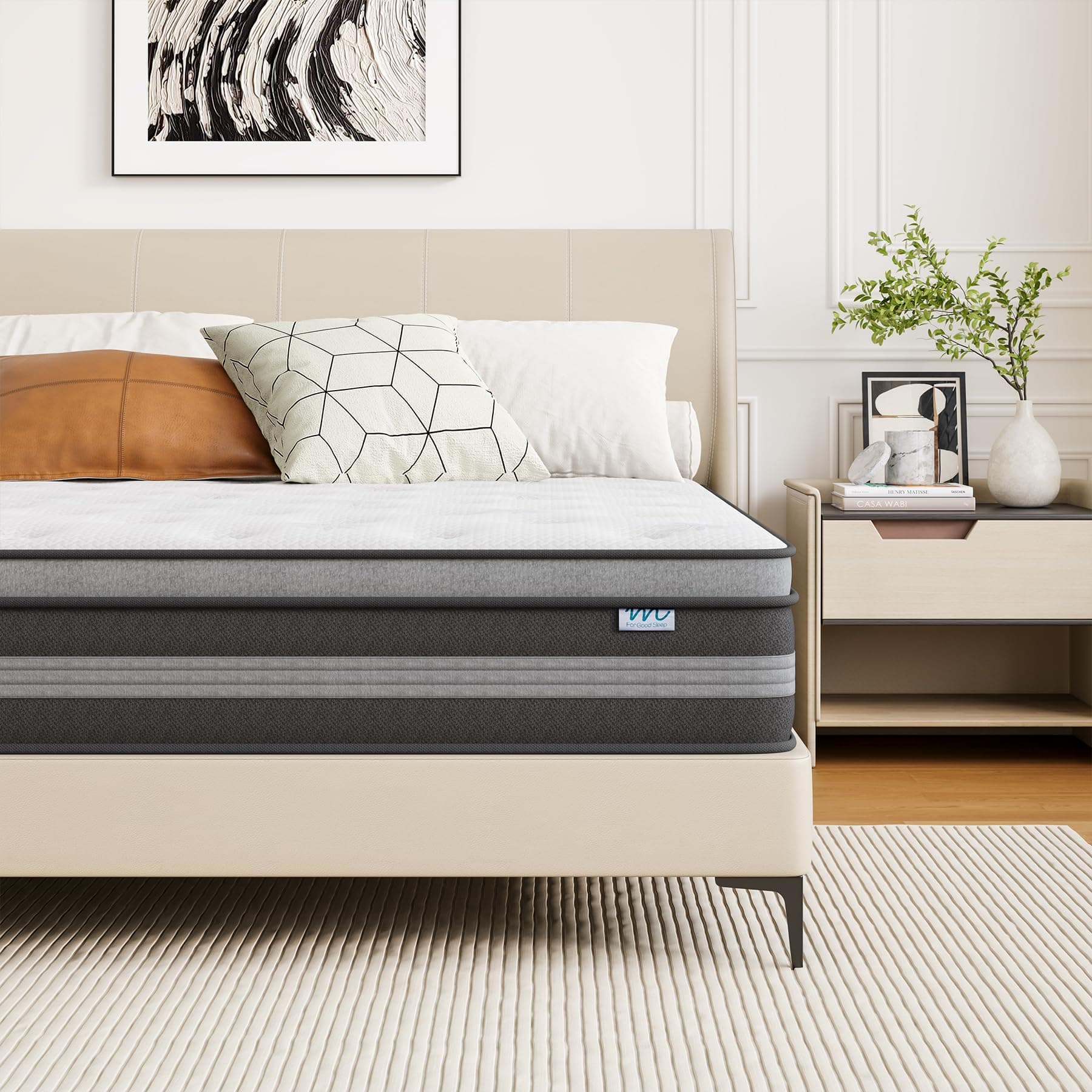 90x200 cm Matratze, 30cm höhe, H3 Taschenfederkernmatratze, Gel Memory Foam Hybrid, Taschenfederkern, Atmungsaktiv, Mittelfest, Druckentlastung, Federkernmatratzen Öko-Tex Zertifiziert 90x200cm, H3 30cm Hoch-grau Angebot bei HelloDeals