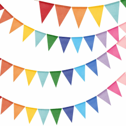 G2PLUS Bunt Wimpelkette Outdoor Wetterfest, 12M Indoor Party Wimpel Girlanden, Wimpelketten Garten mit 36 STK Wimpel, 3 Stück Jute Wimpelketten für Garten, Geburtstag, Kinderzimmer Bunt 3 Stück*4M Angebot bei HelloDeals