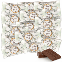 FOOD crew Schön dass du da bist Schokolade mini - ca. 30 Stück je 5g - insgesamt 150g - Edel-Vollmilch - Gastgeschenk Schokolade Schön dass du da bist - als Tischdeko oder Gastgeschenk Taufe Hochzeit 150g - ca. 30 Stück Angebot bei HelloDeals