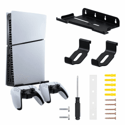 Mcbazel Wandhalterung für PS5 Slim mit 2 Haken für PS5-Controller, Stahlmetallmaterial Aufhängevorrichtung Langlebiges Zubehör für PlayStation 5 Slim Disc/Digitale Edition (Nicht für PS5/PS5 Pro) Angebot bei HelloDeals