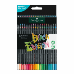 Faber-Castell - Buntstifte Set Black Edition 36-teilig im Kartonetui | Brillante Farbstifte für helles und dunkles Papier mit weichem Farbabstrich, bruchsichere und ergonomische Malstifte 36er Kartonetui Angebot bei HelloDeals