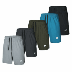 5er-Pack Herren-Lauf-Shorts, schnelltrocknend, für Jogger, athletische Herren-Shorts mit Taschen und elastischem Bund XL Schwarz, Blau, Grün, Dunkelgrau, Hellgrau Angebot bei HelloDeals