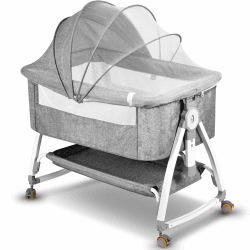 NIKYJM Beistellbett Baby,3 in 1 Babybett 6 Fach Höhenverstellung und Neigungsverstellung mit Bremse Stubenwagen Baby Tragbares Kinderbett für Zuhause und Unterwegs 0 Angebot bei HelloDeals