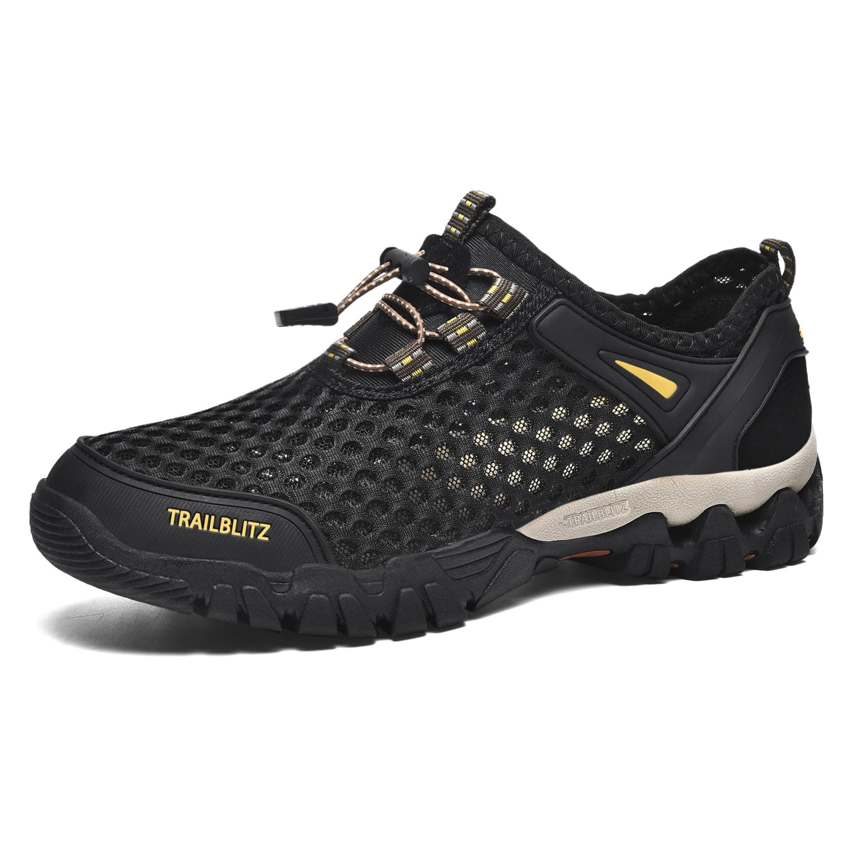 Herren Wasserschuhe, Schnell Trocknend Badeschuhe, Weich Leicht Traillaufschuhe Fitnessschuhe mit rutschfest Sohle & Breiter Zehenbox 43 EU Schwarz Angebot bei HelloDeals