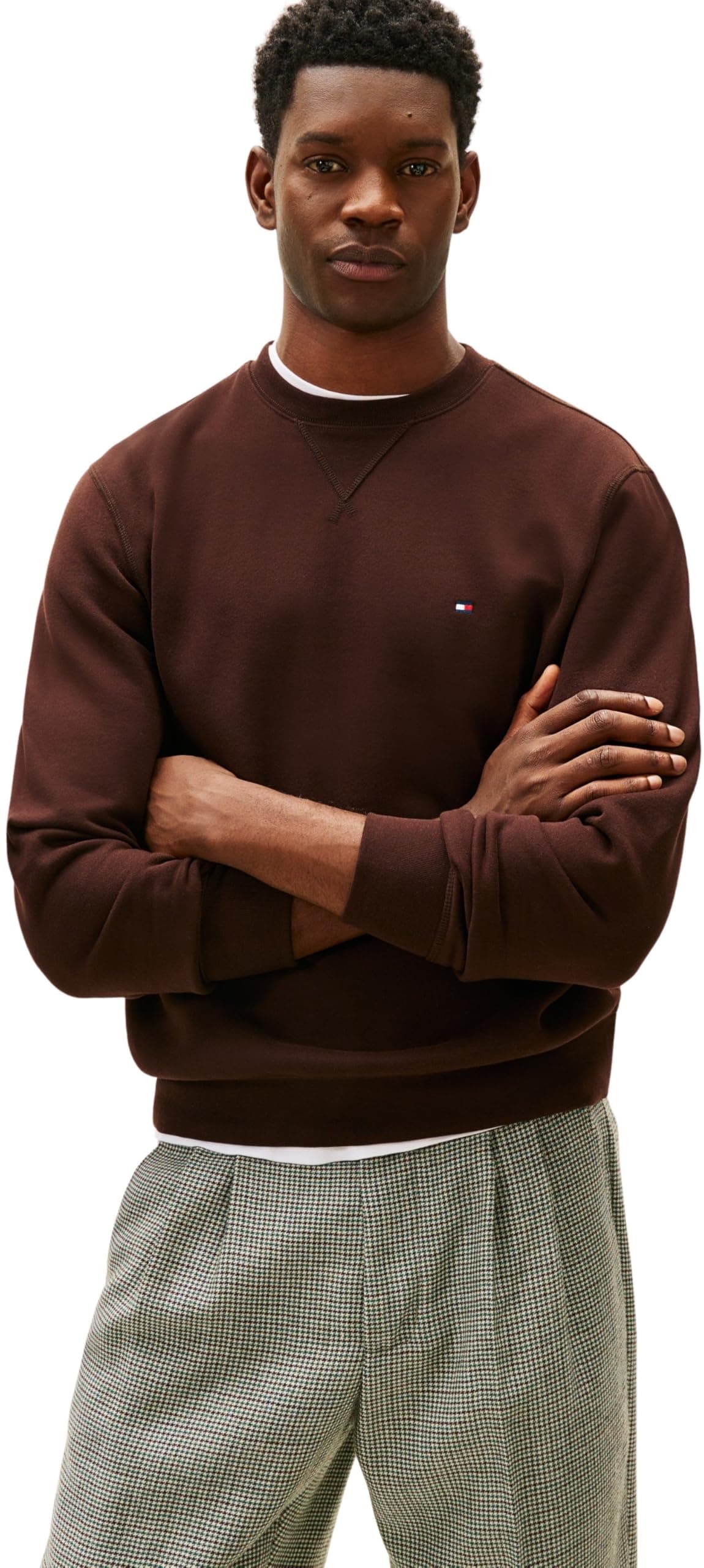 Tommy Hilfiger Herren Sweatshirt Seasonal Fleece mit Rundhalsausschnitt L Brown (Chocolate) Angebot bei HelloDeals