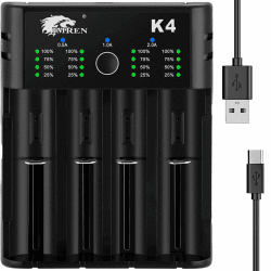 IMREN 18650 Ladegerät, Universal Akku Ladegerät mit 4 Slots, 2A Schnelles USB-C Batterieladegerät für 3,7V Li-Ion Akku 18350 14500 14650 17500 18700 20700 21700 22650 26650 1,2V NI-MH/NI-Cd AA AAA C k4 Angebot bei HelloDeals