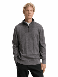 Tom Tailor Denim Herren 1047962 Troyer Strickpullover aus Baumwolle XS 14826 - Black Grey Mouline Angebot bei HelloDeals