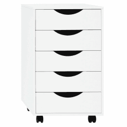 WOLTU Rollcontainer mit 5 Schubladen, mobiler Aktenschrank mit Rollen | für Büro Zuhause, Weiß, 40x66,5x40 cm Weiß 5 Schubladen (66,5H cm) Angebot bei HelloDeals