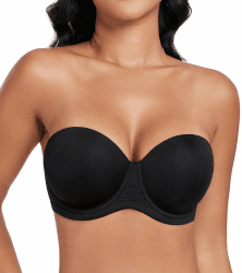 DotVol Damen Trägerloser gepolsterter Push Up BH für Abendkleider | Demi-BH, Bügel, Rückenfrei, Unterwäsche, große Größen, bequem, Anti Rutsch, Ballkleider, Brautkleider, Frauen 95C Schwarz Angebot bei HelloDeals