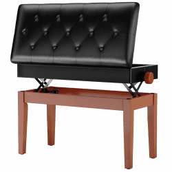 MAMIZO Klavierhocker Höhenverstellbar 48-58CM, Pianobank mit Stauraum | Doppelte Klavierbank mit PU Lederkissen, Keyboardbank Klavierstuhl Piano Bench bis 200KG, mit 4 PCS Beinen, Holzfarbe 72x33x48-58 cm Holzfarbe Angebot bei HelloDeals