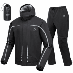 RIDEIRON Regenjacke Herren Set Motorrad Regenkombi Herren Regenjacke Herren Wasserdicht Atmungsaktiv Reflektierend Leicht winddichter Outdoor für Fahrradfahrer,Schwarz XL Schwarz Angebot bei HelloDeals