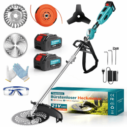 Rasentrimmer mit Akku,4-in-1 für Makita-Akkus,950W | Bürstenloser Motor, 15cm Unkrautbürste, 3m Tap&Go, Längerer Schaft, 2x 4.0Ah Akku, Garden Trimmen Lila Angebot bei HelloDeals