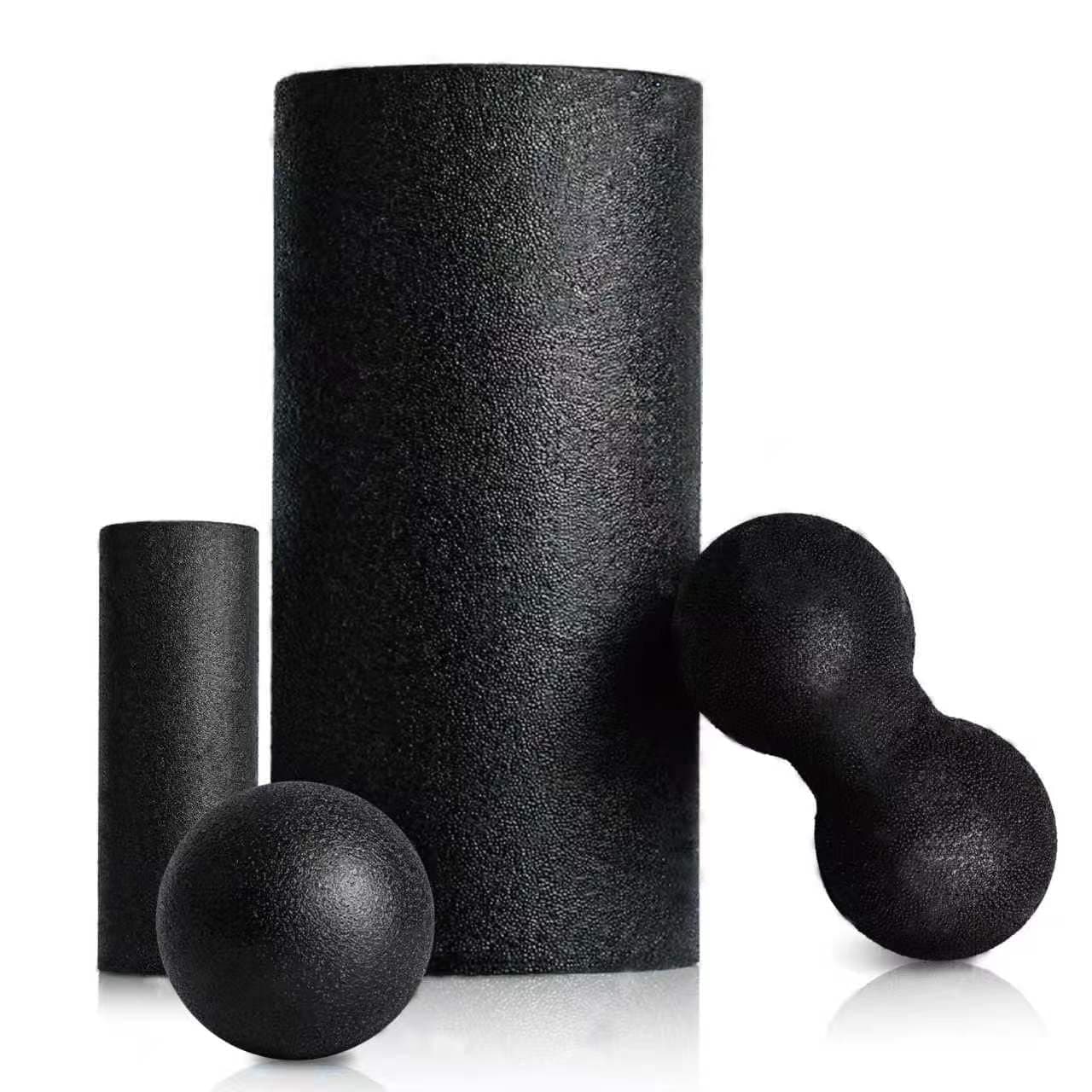 Faszienrolle Set Foam Roller Faszien Set mit Großer und Mini Faszienrolle Klein Faszienball und Duoball für Intensive Massage Faszien Training von Muskeln Schwarz Angebot bei HelloDeals