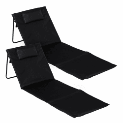 Spetebo Strandmatte 2er Set 145 x 48 cm mit Verstellbarer Lehne - grau | Liegematte faltbar verstellbare Rückenlehne und Kopfkissen - Gartenliege Strandliege für Garten Camping Picknick Reise Urlaub Schwarz Angebot bei HelloDeals