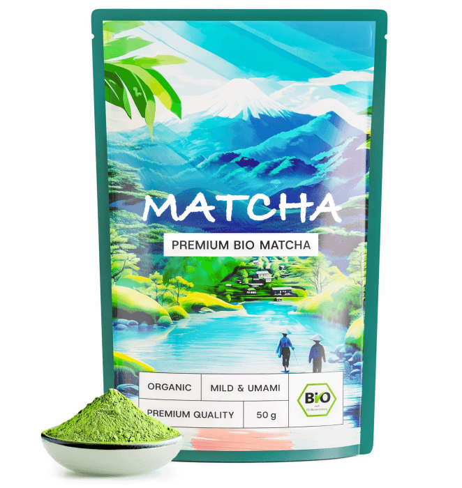Matcha Pulver Bio - Premium Qualität - Original reines Matcha zum Trinken für Latte, Smoothies und Tee | 100% Natürlich und Laborgeprüft (50 Gramm) Angebot bei HelloDeals