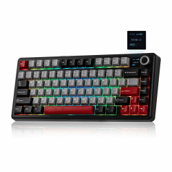 MechLands Aula F75 MAX Kabellose Gaming-Tastatur mit Display & Drehregler, 75% Hot-Swap-fähige Mechanische Tastatur mit Creamy Gasket, RGB, NKRO für Win/Mac/Linux (Schwarz Rot) Angebot bei HelloDeals